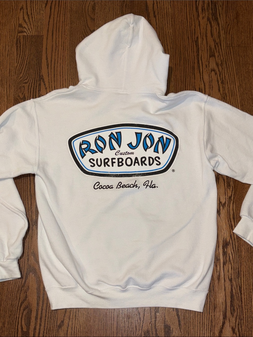 Ron Jon White Hoodie Cocoa Brach Medium